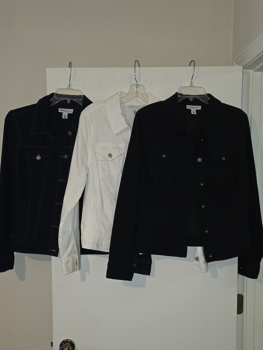 Style & Co. Black, White and Dark Blue Denim Jacket Trio - ALL MEDIUMS